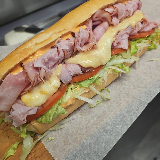 #9 Virginia Ham, Melted Muenster Cheese Sandwich.