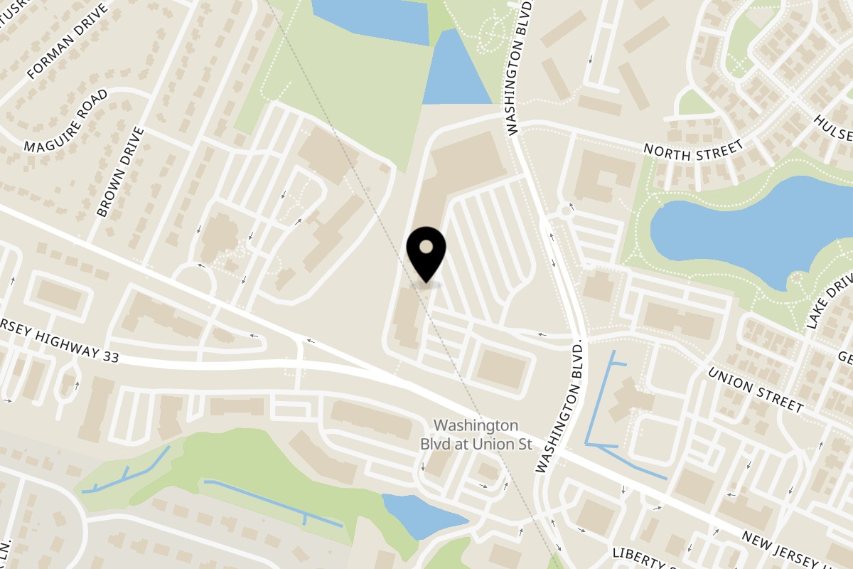 Map showing the location of Bagels N' Cream on 1051 Washington Blvd in Robbinsville Twp